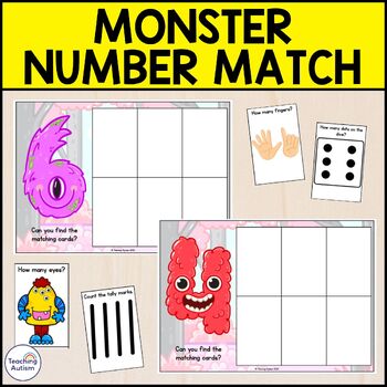 Monsters Number Matching | Monster Math Activities by Teaching Autism