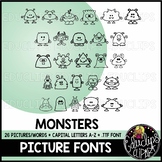 Monsters Picture Font {Educlips Clipart}