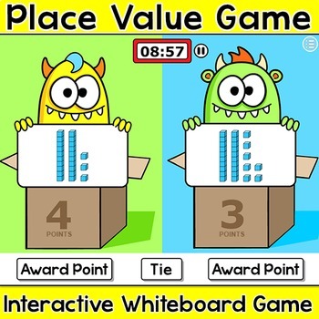 Preview of Base Ten Blocks Place Value Game for Hundreds, Tens & Ones