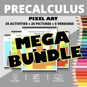 Preview of Monsters: PreCalculus BUNDLE Pixel Art Activities
