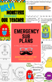 Sub plans: Monsters Scared Our Teacher Away! Emergency Sub