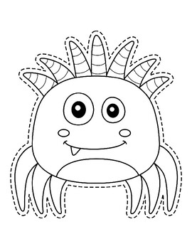 Monsters Scissors Skills Worksheets - Halloween Cutting Practice for Kids