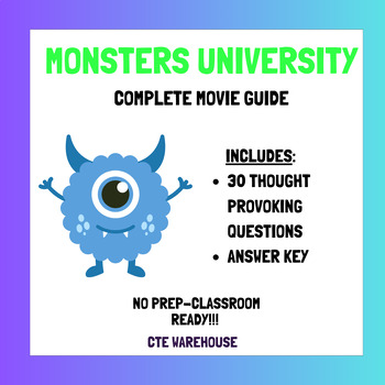 Preview of Monsters University Comprehensive Movie Guide + Answer Key