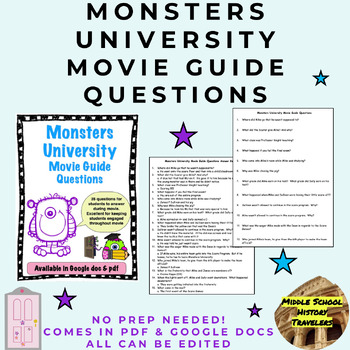 Preview of Monsters University Movie Guide Questions