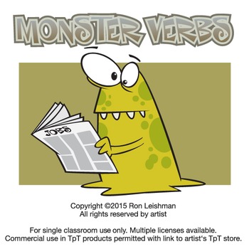 Preview of Monsters and Verbs Cartoon Clipart for ALL grades