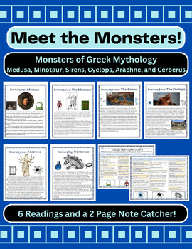Preview of Monsters of Greek Mythology: Readings and Note-catcher Activities