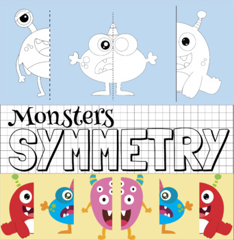 Preview of Monsters symmetry activities NO PREP worksheets 