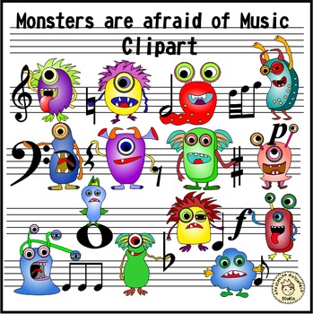 Preview of Monsters with Music Notes and Symbols Clipart