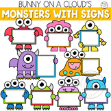Monsters with Signs Clipart by Bunny On A Cloud