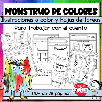 Preview of Monstruo de colores | Ilustraciones y hojas de tareas para trabajar el cuento