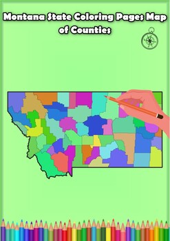 Preview of Montana State Coloring Pages Map of Counties Highlighting Rivers Lakes Cities