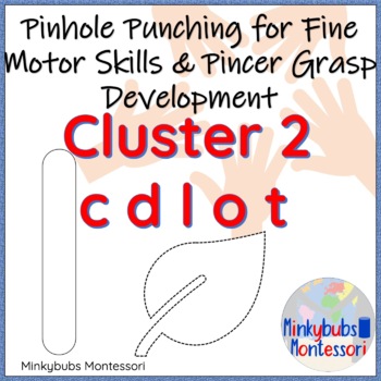 Preview of Montessori 2nd Cluster Letters Pin Scissors Cutting Practice Pincer Grasp