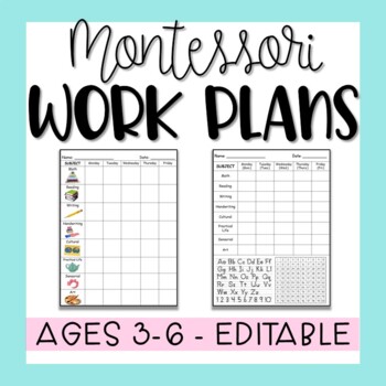 Preview of Montessori 3-6 Work Plan - Editable