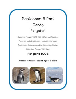 Preview of Montessori 3 Part Cards Penguins! Antarctica, Winter TOOB