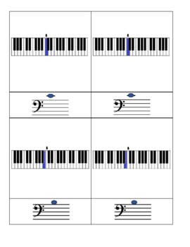 Preview of Montessori 3-part Cards: Piano Keys with Bass Clef Notes