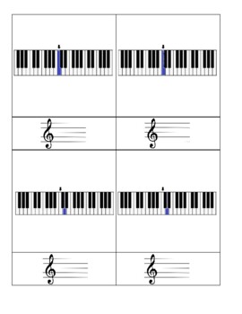 Preview of Montessori 3-part Cards: Piano Keys with Treble Clef Notes