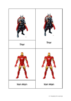 Preview of Montessori 3 part cards - Superheroes