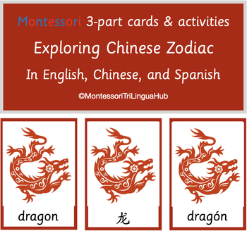 Preview of Montessori 3-part cards and activities - Chinese Zodiac