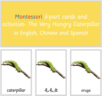 Preview of Montessori 3-part cards and activities - The Very Hungry Caterpillar