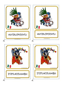 Preview of Montessori 3 part cards for: "Ancient Aztec Gods"