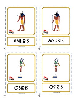 Preview of Montessori 3 part cards for: "Ancient Egypt Gods"