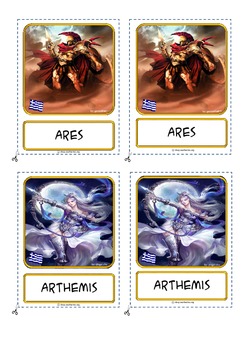 Preview of Montessori 3 part cards for: "Ancient Greek Gods"