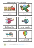 Montessori 3 parts card - Transport - French English