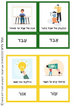 Preview of Montessori 3 parts cards Homophone Hebrew words כרטיסיות 3 חל' מילים הומופוניות