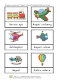Montessori 3 parts cards - Transport - English and Bahasa 
