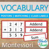 Montessori: 4 Operations Vocabulary, Posters, Matching & C