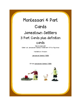 Preview of Montessori 4 Part Cards Thanksgiving Jamestown Settlers TOOB November
