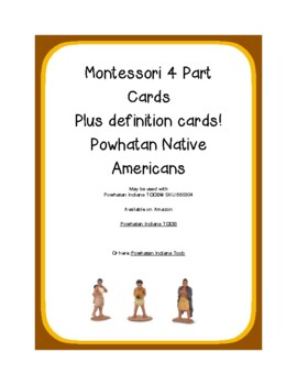 Preview of Montessori 4 Part Cards Thanksgiving Powhatan Native Americans TOOB November