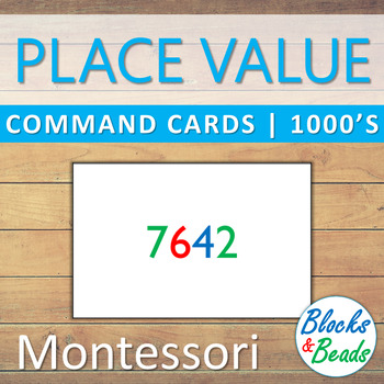 Preview of Montessori: Place Value Command Cards (1,000's) | Number of the Day Cards