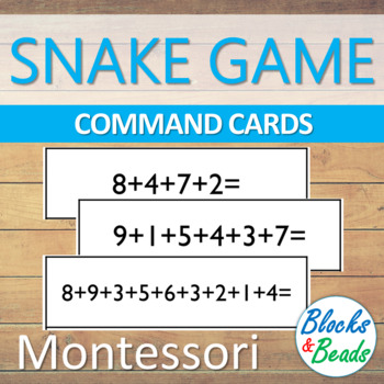 Preview of Montessori: Addition Snake Game Cards