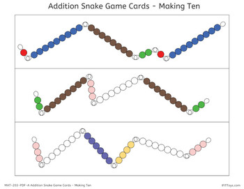 Montessori Math Addition Snake Game Cards (Numeral Version) for Facts –  JRMontessori