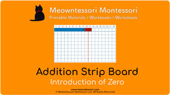 Preview of Montessori Addition Strip Board: Introduction of Zero for Google Classroom