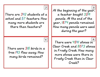 Montessori Addition and Subtraction Story Problem Cards by Kathleen Cliff