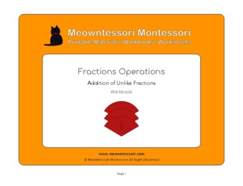 Preview of Montessori Addition of Unlike Fractions (Sensorial) Workbook