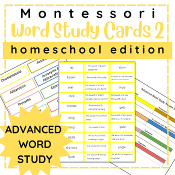 Preview of Montessori Advanced Word Study Card Materials + Storage