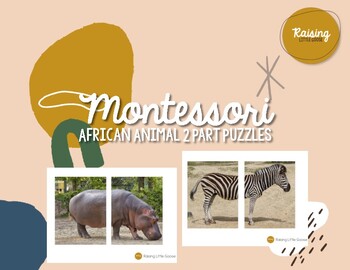 Preview of Montessori African Animal 2 Part Puzzles