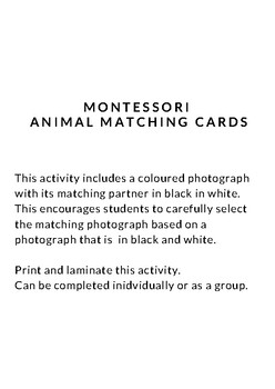 Preview of Montessori Animal Matching Activity