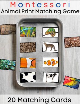 Preview of Montessori Animal Print Match Game | 20 Cards