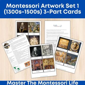 Preview of Montessori Artwork Set 1 (1300s-1500s) 3-Part Cards