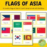 Montessori Asian Flags in 3 Part Cards and Blackline Masters