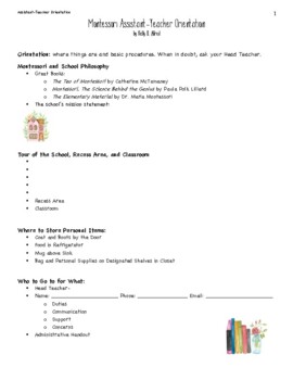 Preview of Montessori Assistant-Teacher Orientation Packet