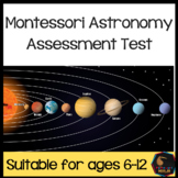 Montessori Astronomy  test for assessment