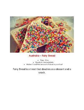 Preview of Montessori Australia Fairy Bread Pre-K Elementary Cooking Visual Recipe Reggio