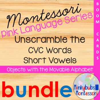 Preview of Montessori BOOM Pink Language CVC Unscramble Movable Alphabet BUNDLE DL