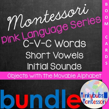 Preview of Montessori BOOM Pink Language CVC Vowels Initial Sounds Movable Alphabet BUNDLE
