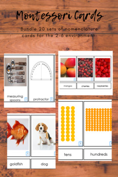 Preview of Montessori Bundle 2-6yr Nomenclature Cards in Print Font BONUS FREE FILE